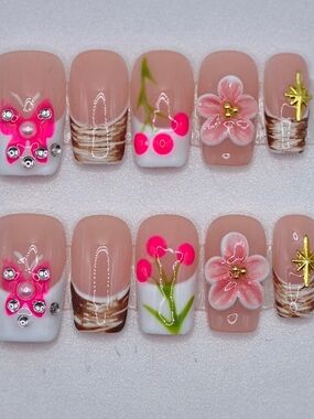 Small Short Square Press On Nails Pixie Orchard Handmade